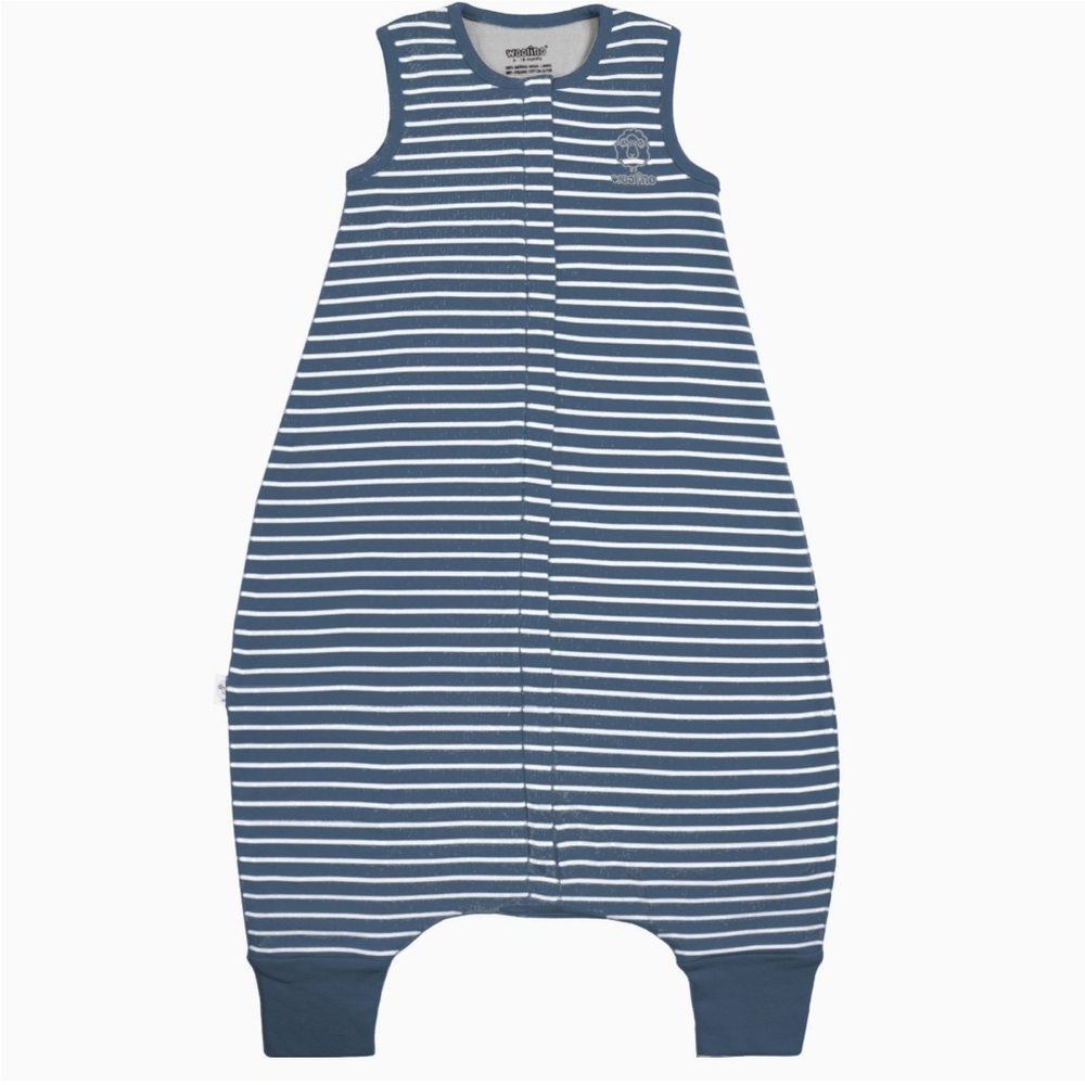 4 Season Baby Sleep Bag w/ Feet, Merino Wool & Organic Cotton, Navy Blue woolino